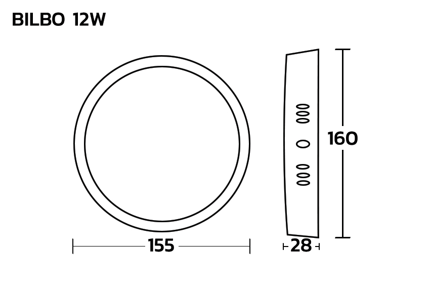 DIMENSION โคมไฟดาวน์ไลท์ LED 12W BEC BILBO